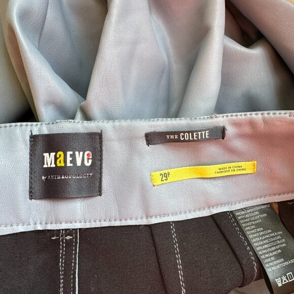 New Anthropologie The Colette Cropped Wide Leg Pants Maeve Faux Leather Blue - Picture 4 of 4